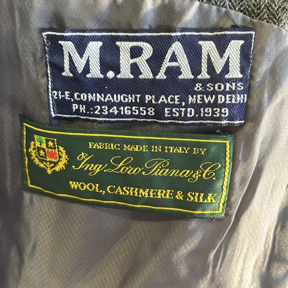 -Loro Piana M Ram Cashmere Silk Wool Blend Grey Herringbone Blazer Men's 42R - Picture 10 of 12